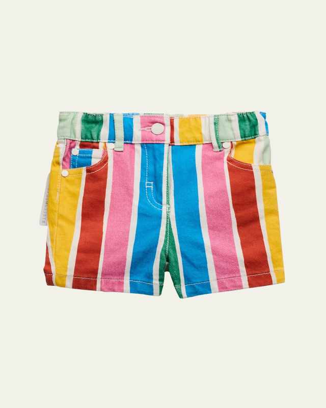 Girl's Rainbow Striped Shorts, Size 3M-36